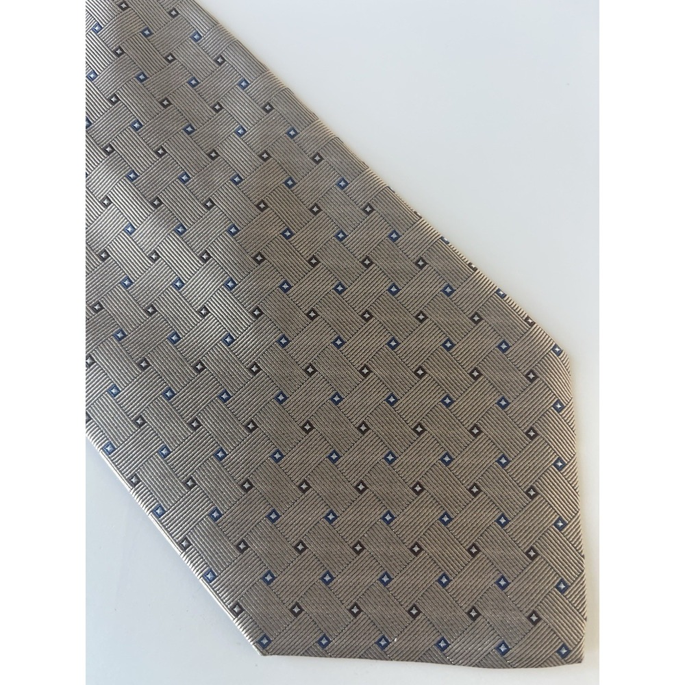 Brooks Brothers 346 Silk USA Made Woven Italy Neck Tie Geometric Light Brown 59"